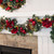 9' Pre-lit Battery Operated Green with Red Magnolias LED Artificial Christmas Garland - White Lights - IMAGE 3