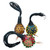 8" Unique Gourd Shakers Covered with Net of Beads and a Whisk - IMAGE 2