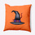 16" x 16" Orange and Black Cat Behind The Hat Halloween Throw Pillow - IMAGE 1