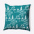 Oriental Palm Tree Outdoor Throw Pillow - 18" - White and Aqua - IMAGE 1