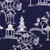 Oriental Palm Trees Throw Pillow - 20" - Navy Blue and White - IMAGE 3