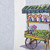 16" x 16" Blue and Green Veggie Cart Outdoor Throw Pillow - IMAGE 3