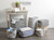 Set of 2 Gray and White Lined Design Storage and Laundry Bin 12" - IMAGE 3