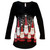 Black and White Bowling Pin Santa Women's Adult Christmas Long Sleeve Swing Top - Medium - IMAGE 1