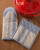 French Striped Quilted Oven Mitts - 13" - Denim Blue and Off-White - Set of 2 - IMAGE 3