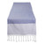 Diamond and Striped Table Runner with Knotted Mini Tassels - 108"- Blue and White - IMAGE 1