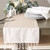Bordered Striped Fringed Woven Cotton Table Runner - 72" - Beige and White - IMAGE 3