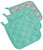 Terry Cotton Kitchen Potholders - 7" - Aqua and Silver - Set of 3 - IMAGE 1