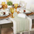 Woven Stripes Cotton Table Runner with Mini Tassels - 72" - White and Green - IMAGE 4