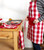 28" x 32" Red and White Buffalo Check Chef Apron