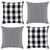 Set of 4 Black and White Gingham and Buffalo Check Pillow Covers 18" - IMAGE 1