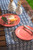 14" x 72" Blue And White Ikat Rectangular Outdoor Table Runner - IMAGE 3