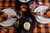 60" x 104" Orange And Black Rectangular Buffalo Checkered Halloween Tablecloth - IMAGE 5