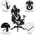 Set of 2 Black and White Video Game Desk with Footrest Reclining Chair 51.5" - IMAGE 6
