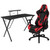 Set of 2 Red and Black Video Game Desk with Footrest Reclining Chair 51.5" - IMAGE 1
