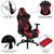 Set of 2 Red and Black Video Game Desk with Footrest Reclining Chair 51.5" - IMAGE 6