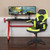 51.5" Red and Green Racing Gaming Desk with Reclining Chair