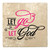 Set of 4 Beige and Pink "LET go, LET God" Square Coasters 4" - IMAGE 1