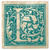 Set of 4 Ivory and Teal Blue Alphabet "L" Square Monogram Coasters 4" - IMAGE 1