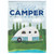 Blue and Green Happy Camper By Lake Outdoor Garden Flag 18" x 13" - IMAGE 1