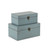 Set of 2 Blue Solid Rectangular Wooden Storage Boxes 10.25" - IMAGE 1
