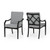 Set of 2 Black Contemporary Outdoor Furniture Patio Dining Chairs - Abalone Gray Cushions - IMAGE 1