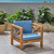 30.25" Acacia Wood Outdoor Patio Club Chair - Blue Cushions - IMAGE 2