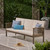 77.75" Gray and Cream White Outdoor Patio Sofa with Cushions