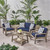 4-Piece Gray Wood Finish Outdoor Furniture Patio Conversation Set - Navy Blue Cushions