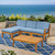 5pc Brown and Blue Outdoor Patio Conversation Set with Cushions 39.5" - IMAGE 2