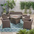 6pc Brown and Beige Outdoor Patio 7 Seater Chat Set with Fire Pit 67.5" - IMAGE 2