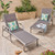 Set of 2 Gray and Silver Mesh Outdoor Furniture Patio Chaise Lounges 77.25"