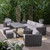 8-Piece Gray Finish Rectangle Wicker Outdoor Furniture Patio Dining Set - Silver Cushions - IMAGE 2