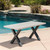 7-Piece Black Wicker Finish Concrete Outdoor Furniture Patio Dining Set - Silver Cushions - IMAGE 5