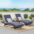 3-Piece Brown Wicker Outdoor Furniture Patio Chaise Lounges and Table Set - Navy Blue Cushions - IMAGE 3