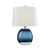 19" Blue Free Blown Glass Body Table Lamp with White Shade - IMAGE 1