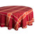 Wide Check and Damask Round Cotton Tablecloth - 70" - Red and Orange - IMAGE 1