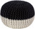 20" Black and White Knitted Pattern Spherical Pouf Ottoman - IMAGE 1