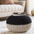 20" Black and White Knitted Pattern Spherical Pouf Ottoman - IMAGE 2