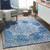 7.8' x 10.25' Distressed Ivory and Blue Rectangular Area Throw Rug - IMAGE 2