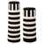 Set of 2 Black and Beige Striped Ceramic Vases 18" - IMAGE 1