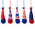 Hearts, Stars and Stripes Patriotic Gnome Ornaments - 6.5" - Set of 5 - IMAGE 5