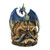 9" Blue and Gold Dragon Sitting on Lighted LED Skull Halloween Statue - IMAGE 1