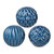 Geometric Ceramic Ball Decorations - 4" - Blue - Set of 3 - IMAGE 1