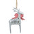 Reindeer with Pine  and Gingham Bowtie Christmas Ornament- 6.25" - Silver and Red