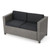 55" Gray and Black Solid Contemporary Outdoor Patio Loveseat - IMAGE 1