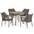 5-Piece Gray Rectangular Wood and Wicker Outdoor Furniture Patio Dining Set - IMAGE 1