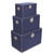 Set of 3 Denim Blue and Silver Studded Storage Trunks 19.75" - IMAGE 1