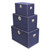 Set of 3 Denim Blue and Silver Studded Storage Trunks 19.75" - IMAGE 2