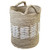 19" Gray, White, and Beige Seagrass and Raffia Basket Handcrafted with Genuine Human Touch - IMAGE 1